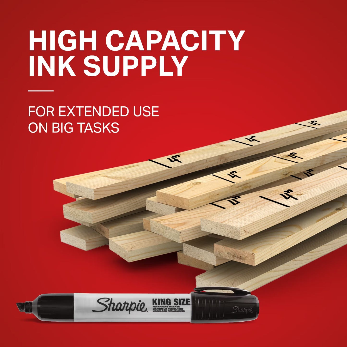 Sharpie 15661PP Permanent Marker, King Size, Black 4pk
