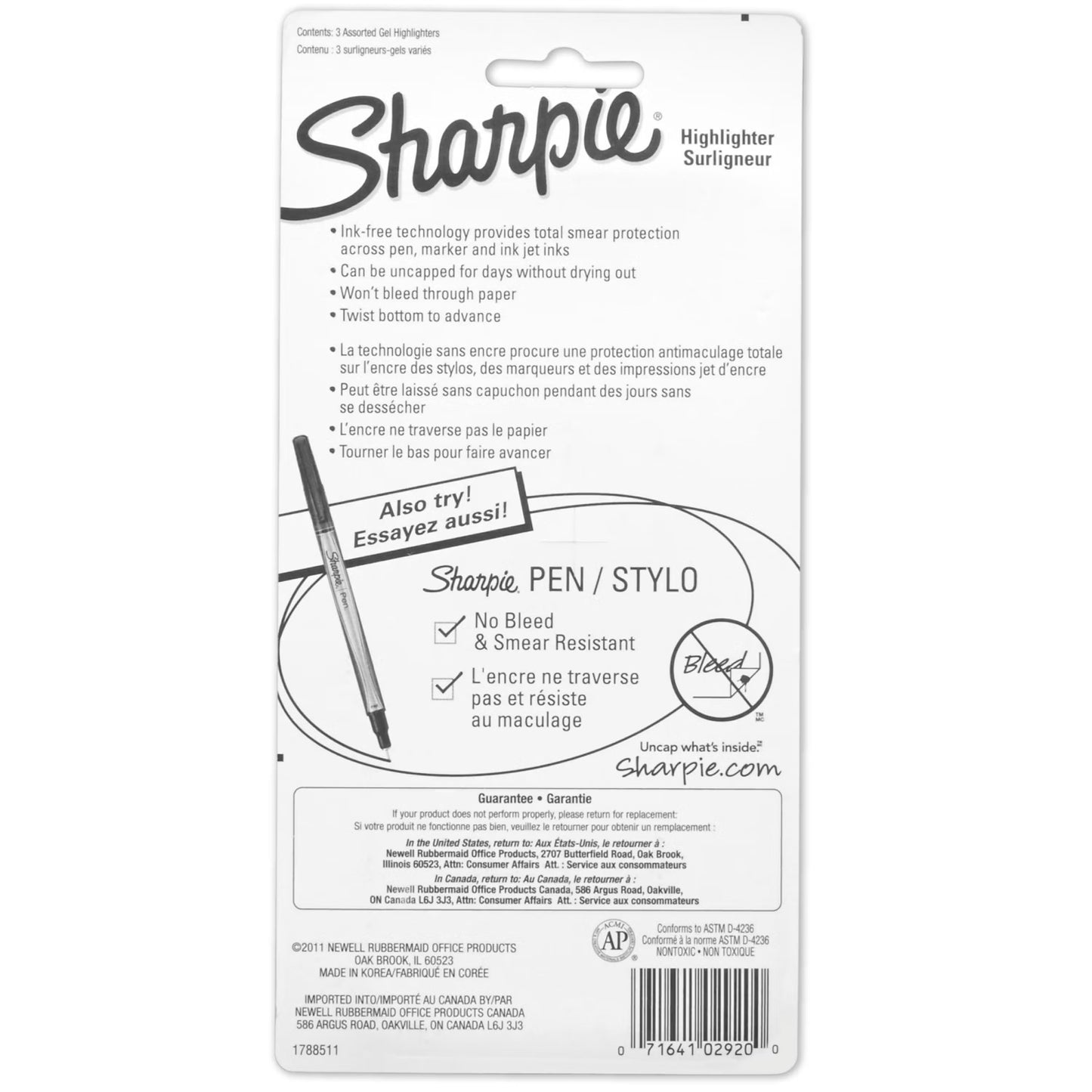 Sharpie Gel Hl Asst 3cd