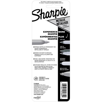 Sharpie 1823815 Metallic Fine Pnt Permanent Marker, 1 Silver, 1 Bronze & 1 Gold Markers
