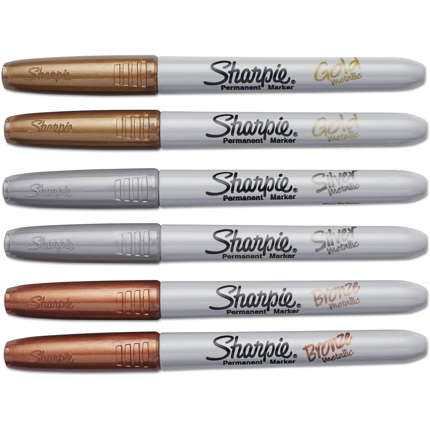 1829201 Sharpie Metallic Permanent Marker, Fine Pt, Gold/Silver/Bronze Pack of 6