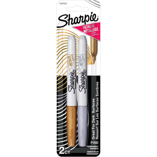 Sharpie 1829202 Metallic Fine Point Permanent Marker, Assorted Colors, 2-Pack