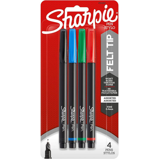 Sharpie Pen Fine 4ct Assorted