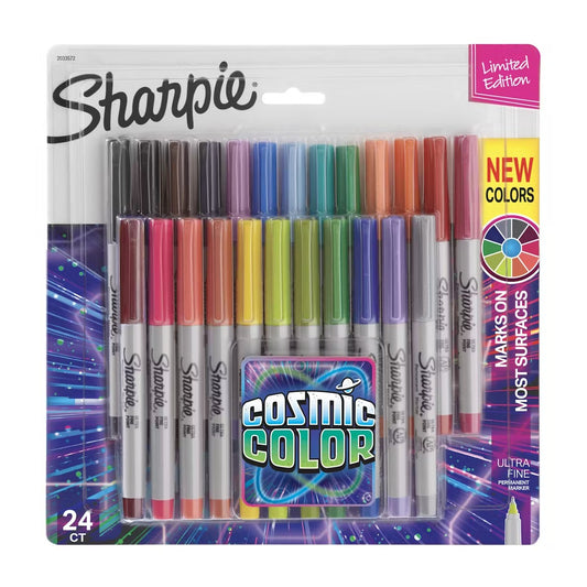 Sharpie 2033572 Permanent Markers, Ultra Fine Point, Cosmic Color, Limited Edition, 24 Count