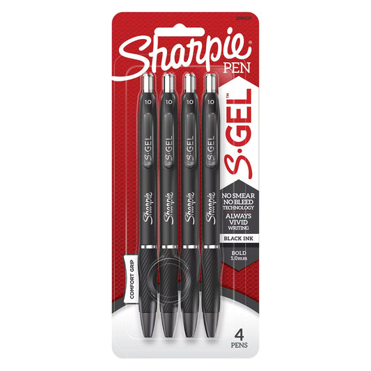 Sharpie 2096155 Gel 1.0mm 4ct Black