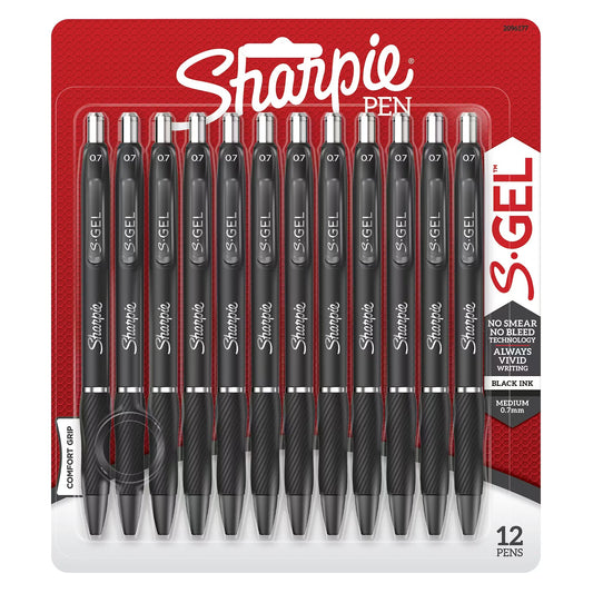 Sharpie 2096177 Gel 0.7mm Black, 12pk