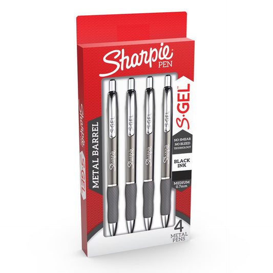 Sharpie 2126159 Gel Gnmtl 0.7mm 4ct Black