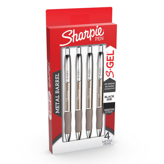 Sharpie 2126191 Gel Champmtl 0.7mm 4ct Black