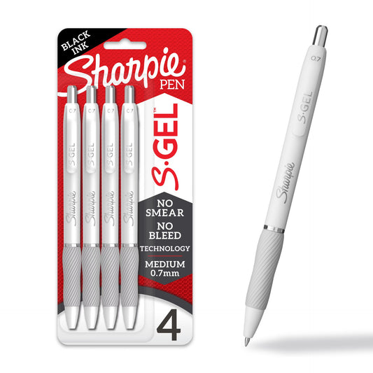 Sharpie 2126207 Gel Fash Wht 0.7mm 4ct Blk