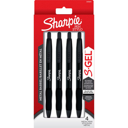 Sharpie 2153578 Gel Blkmtl 0.7mm 4ct Black Bil