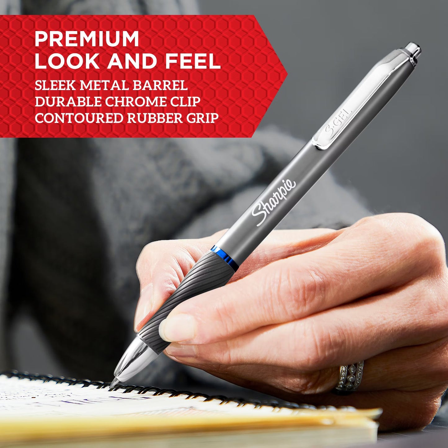 Sharpie 2153578 Gel Blkmtl 0.7mm 4ct Black Bil