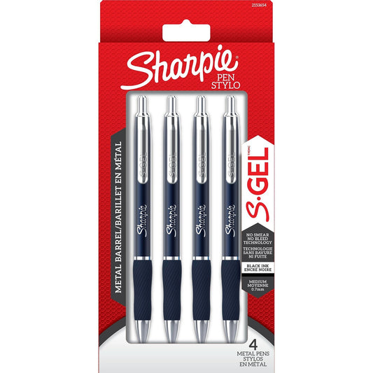 Sharpie 2153654 Gel Bluemtl 0.7mm 4ct Black Bil