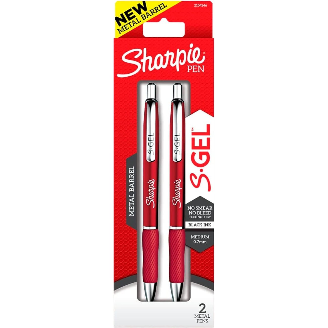Sharpie 2154146 Gel Redmtl 0.7mm 2ct Black