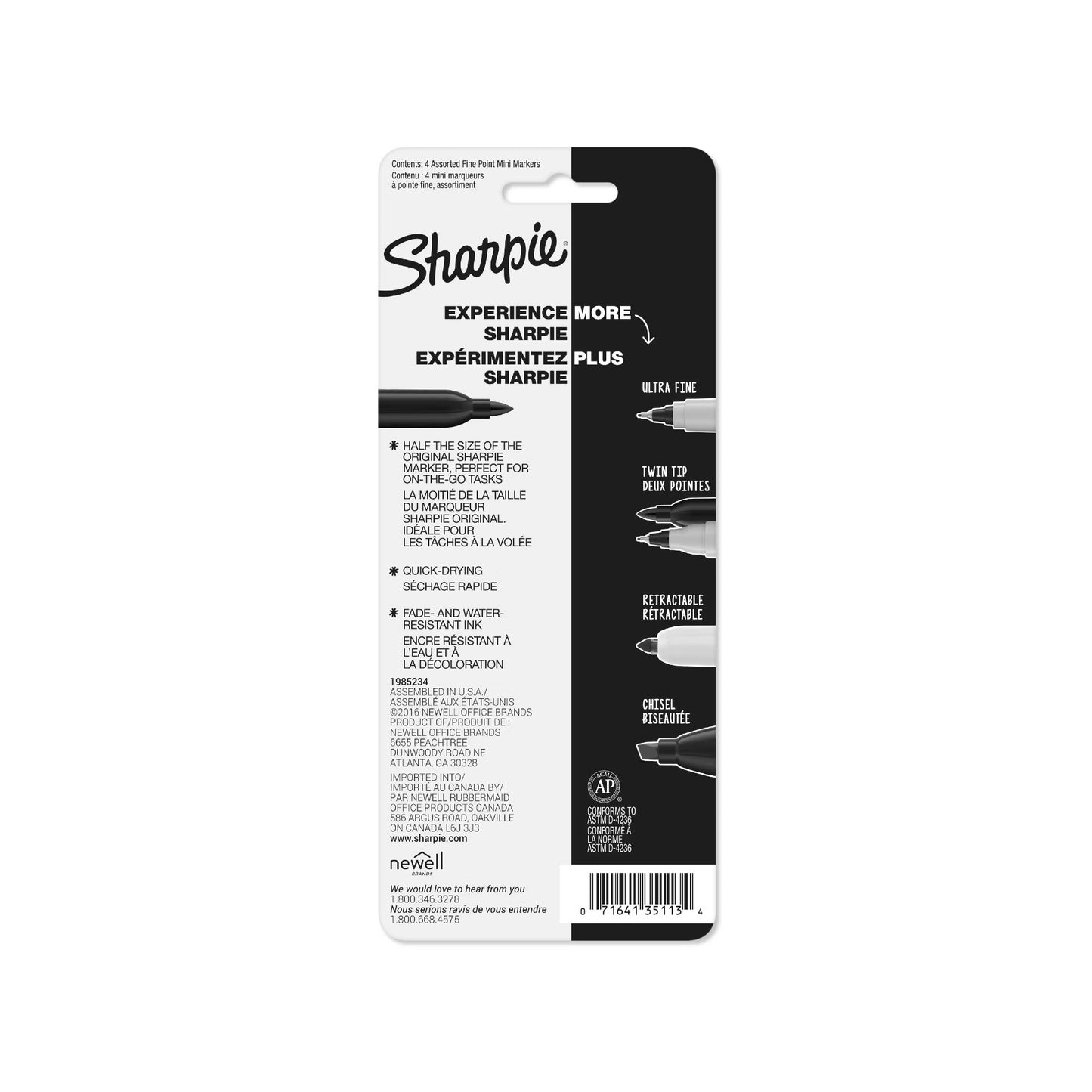 Sharpie 35113PP Mini Markers Fine Pt 4/Set Basic