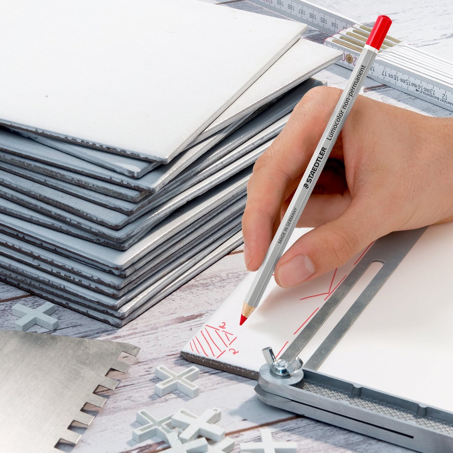 Staedtler 108-2     10 Staedtler Pencil,Marking,Omnichrom,Red