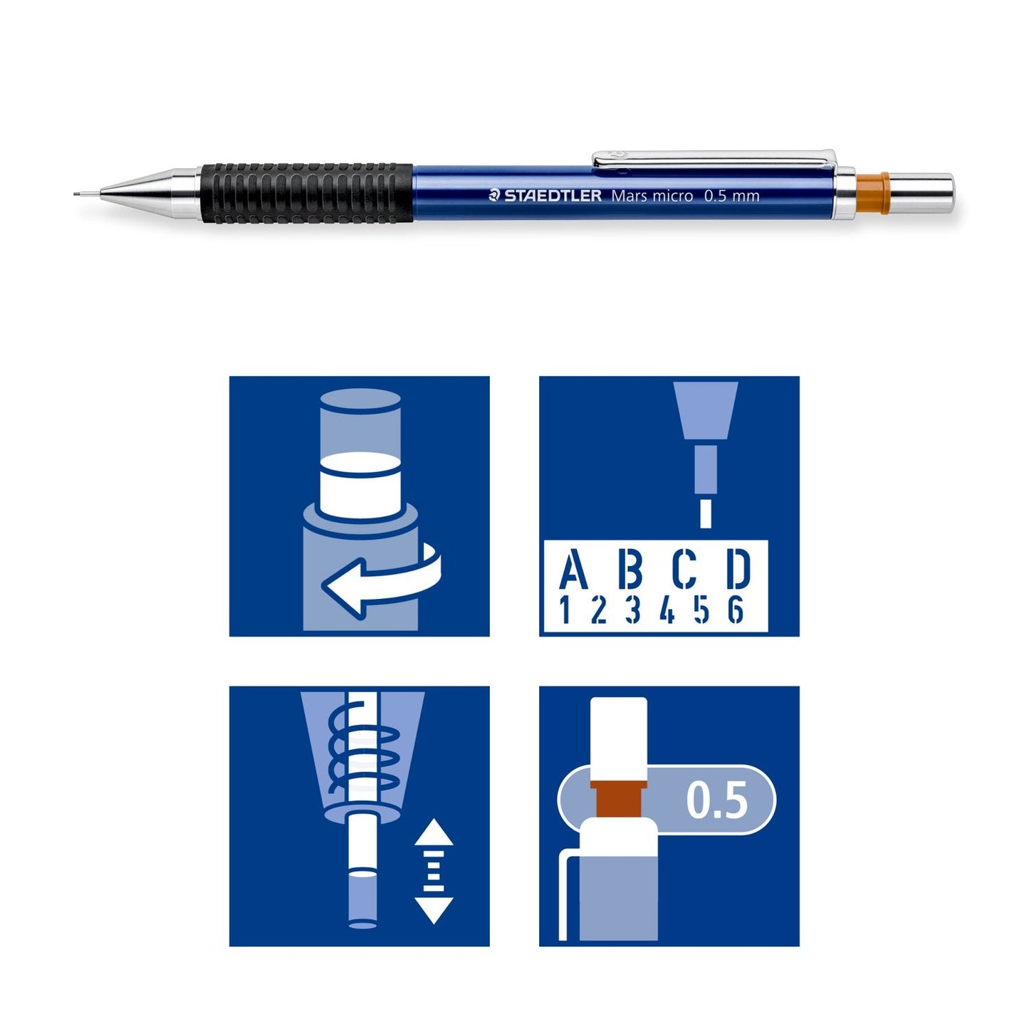 Staedtler 775 05BKA6 Staedtler Mech. Pencil 0.5mm 1+1 Bk