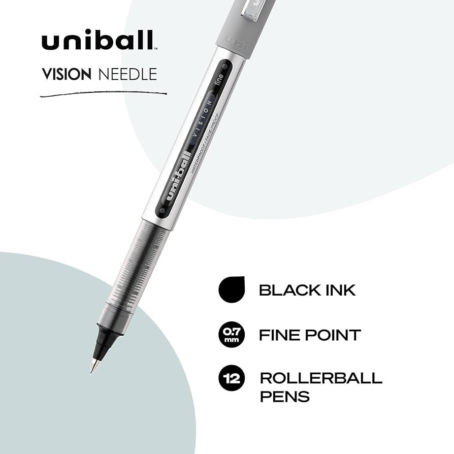 Uni Ball 1734903 Vision Needle Fine Black Roller Ball Pen