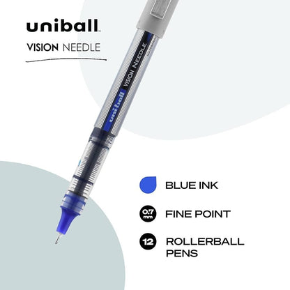 Uni Ball 1734904 Vision Needle Fine Blue Roller Ball Pen