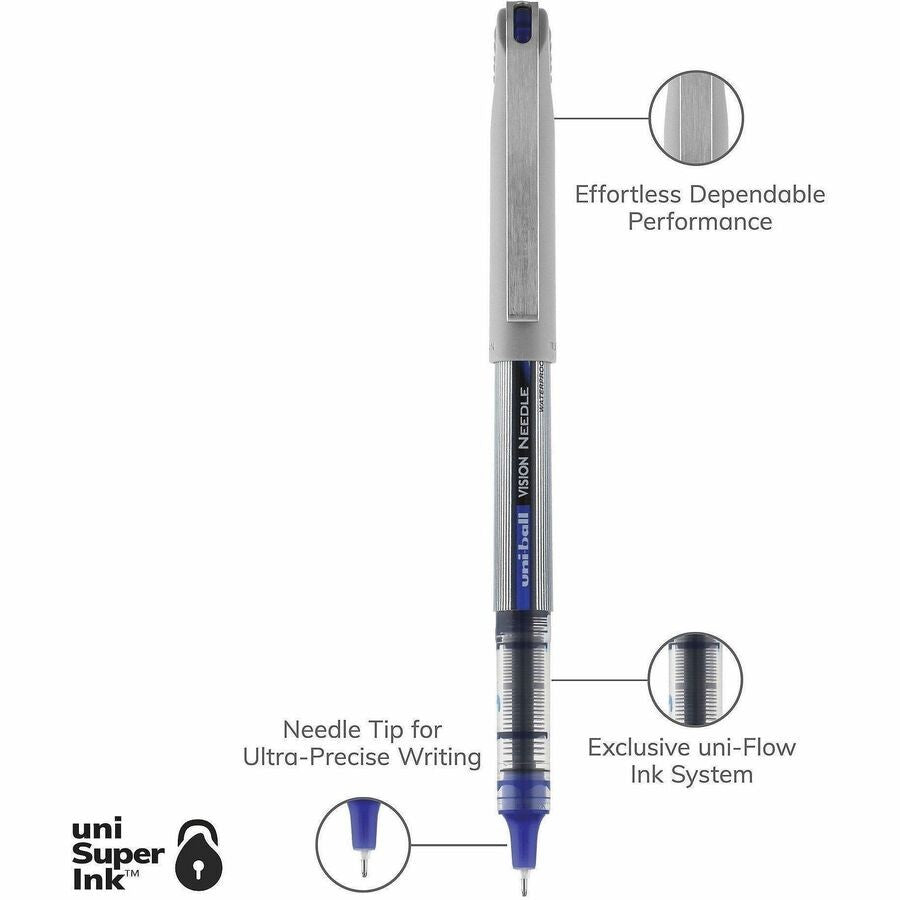 Uni Ball 1734904 Vision Needle Fine Blue Roller Ball Pen