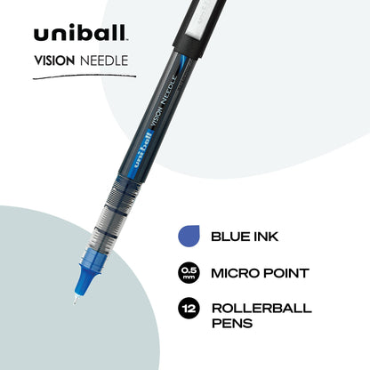 Uni Ball 1734919 Vision Needle Micro Blue Roller Ball Pen