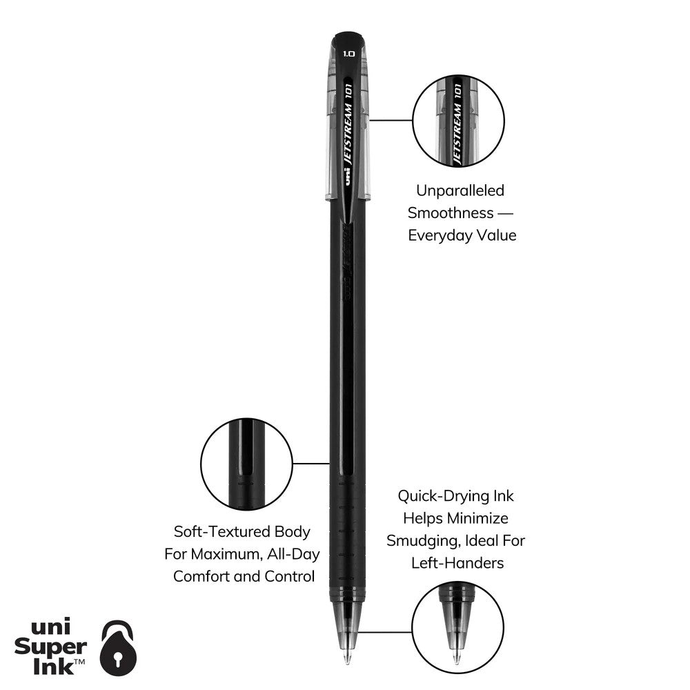 Uni Ball 1768011 Jetstream 101 Roller Ball Black Bold