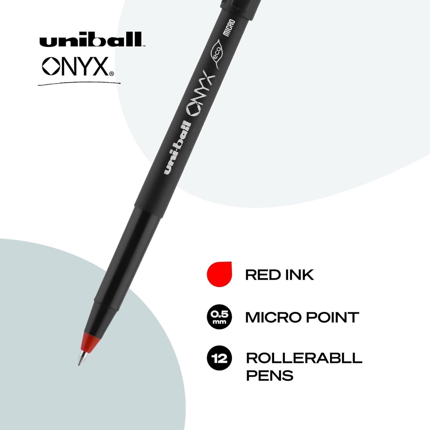 Uni Ball 60042 Onyx R/ball Pen, Micro, Red