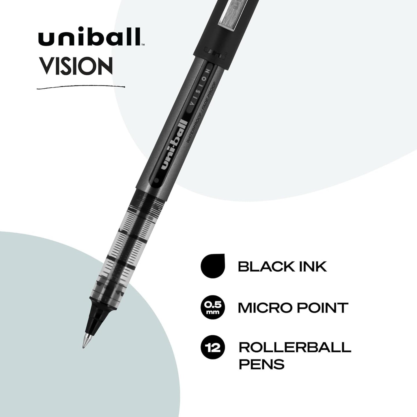 Uni Ball 60106 Vision Rollerball, Micro, Black