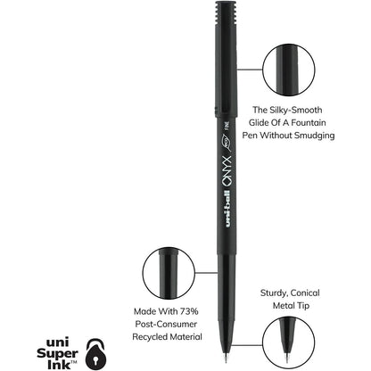Uni Ball 60143 Onyx R/ball Pen, Fine, Black