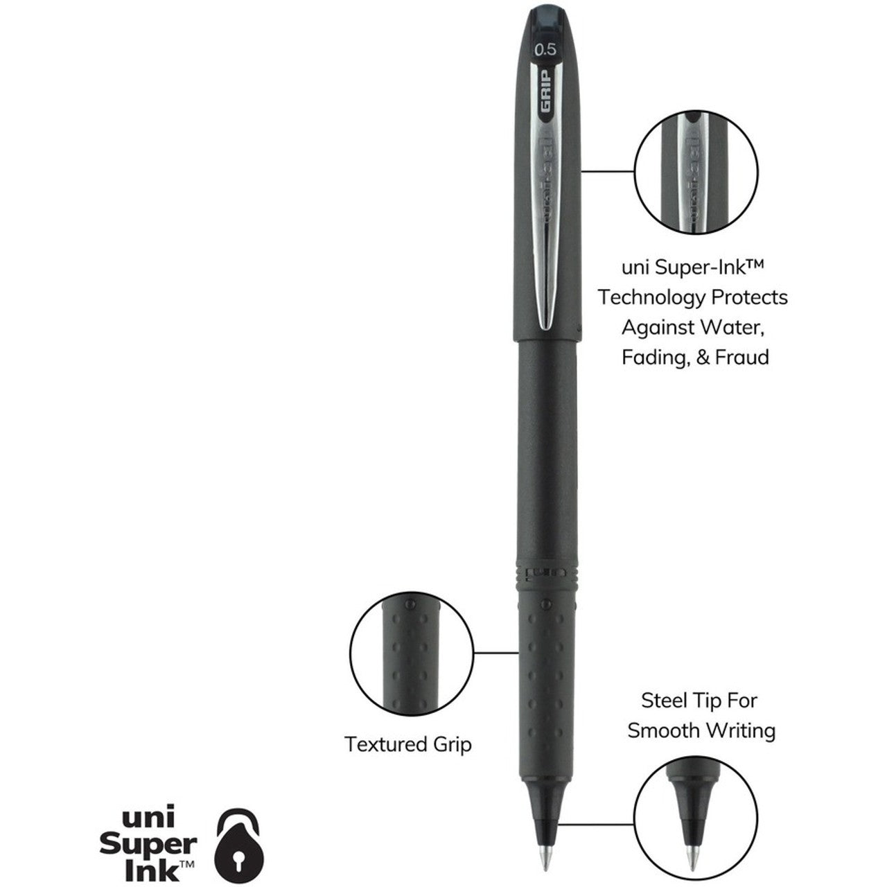 Uni Ball 60704 Roller Grip Micro Black Roller Ball Pen