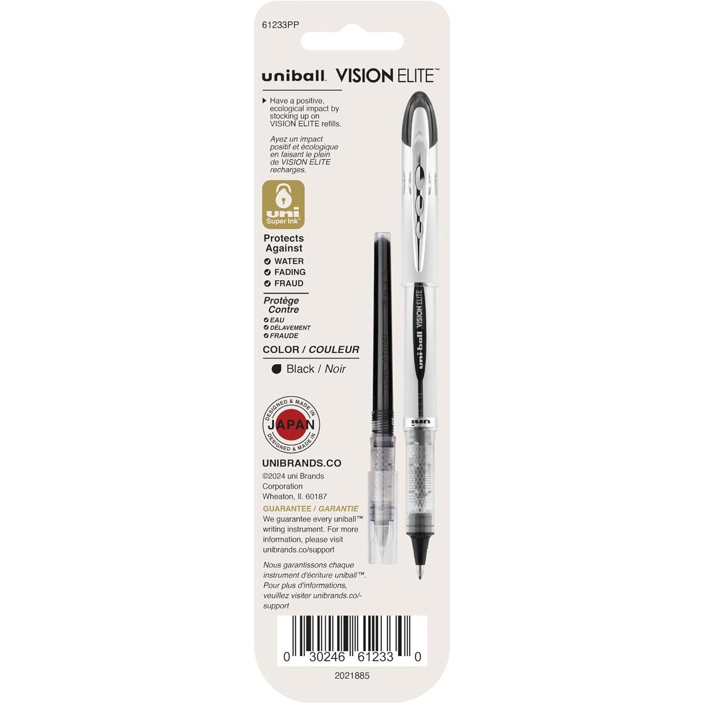 Uni Ball 61233PP Vision Elite Rollerball Pen Refill Blk Bold 2cd