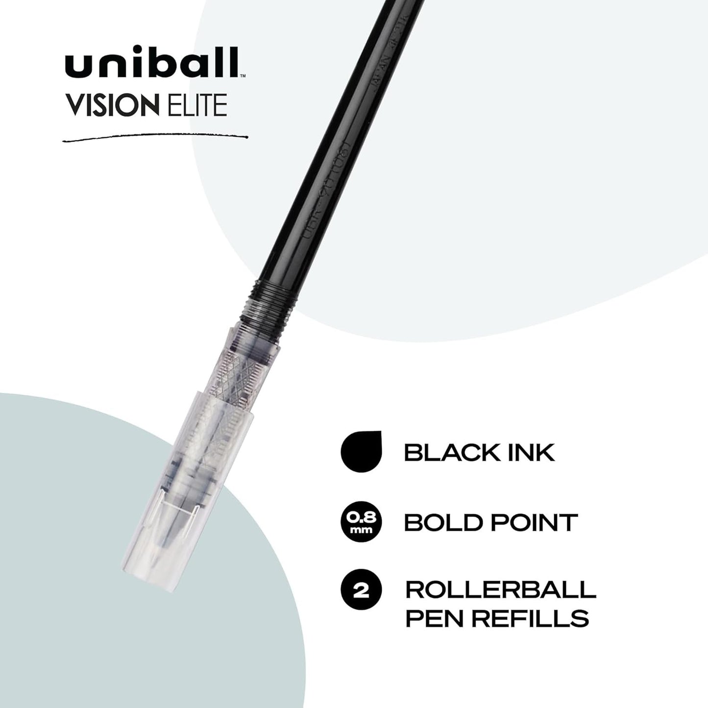 Uni Ball 61233PP Vision Elite Rollerball Pen Refill Blk Bold 2cd