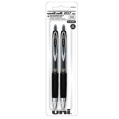 Uni Ball 61263 207 Gel RT Micro Black Gel Pen , 2CD