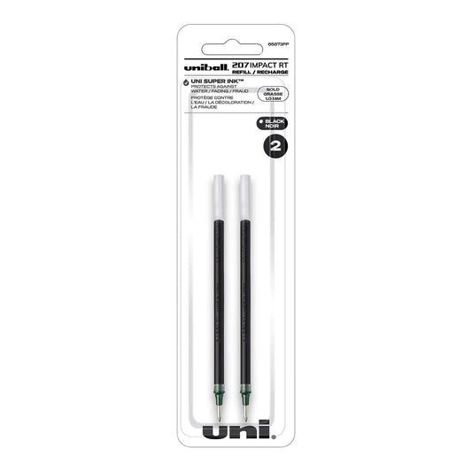 Uni Ball 65873PP Gel Impact RT, Refill, Bold, Black, 2pk