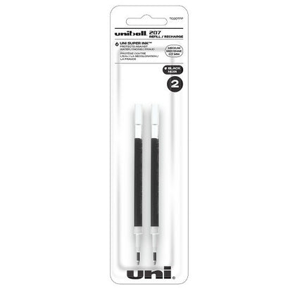 Uni Ball 70207PP 207 Gel Pen Refill Med Black 2cd