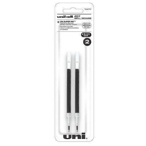 Uni Ball 70207PP 207 Gel Pen Refill Med Black 2cd