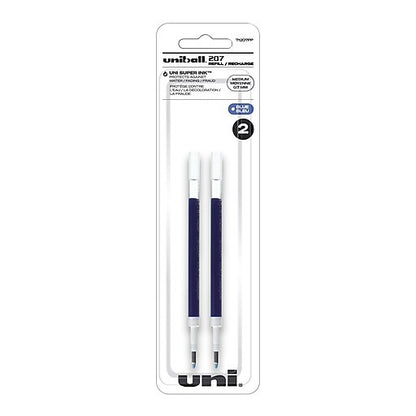 Uni Ball 71207PP 207 Gel Pen Refill Med Blue 2cd