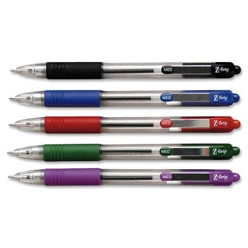 Zebra 22205 Z-Grip Retractable Ballpoint 1.0mm Assorted 5pk