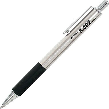 Zebra 29212 F-402 Retractable Ballpoint 0.7mm Black 2pk