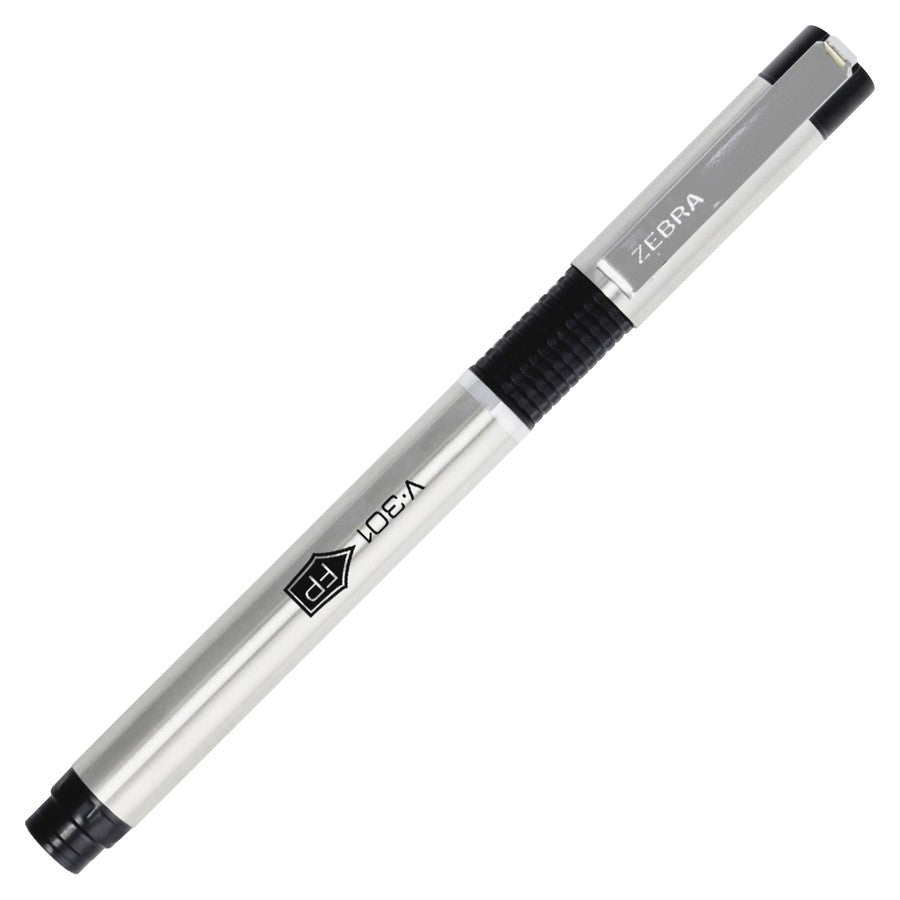 Zebra 48111 V-301 Stainless Steel Fountain Pen Black 1pk w/Bonus Refill