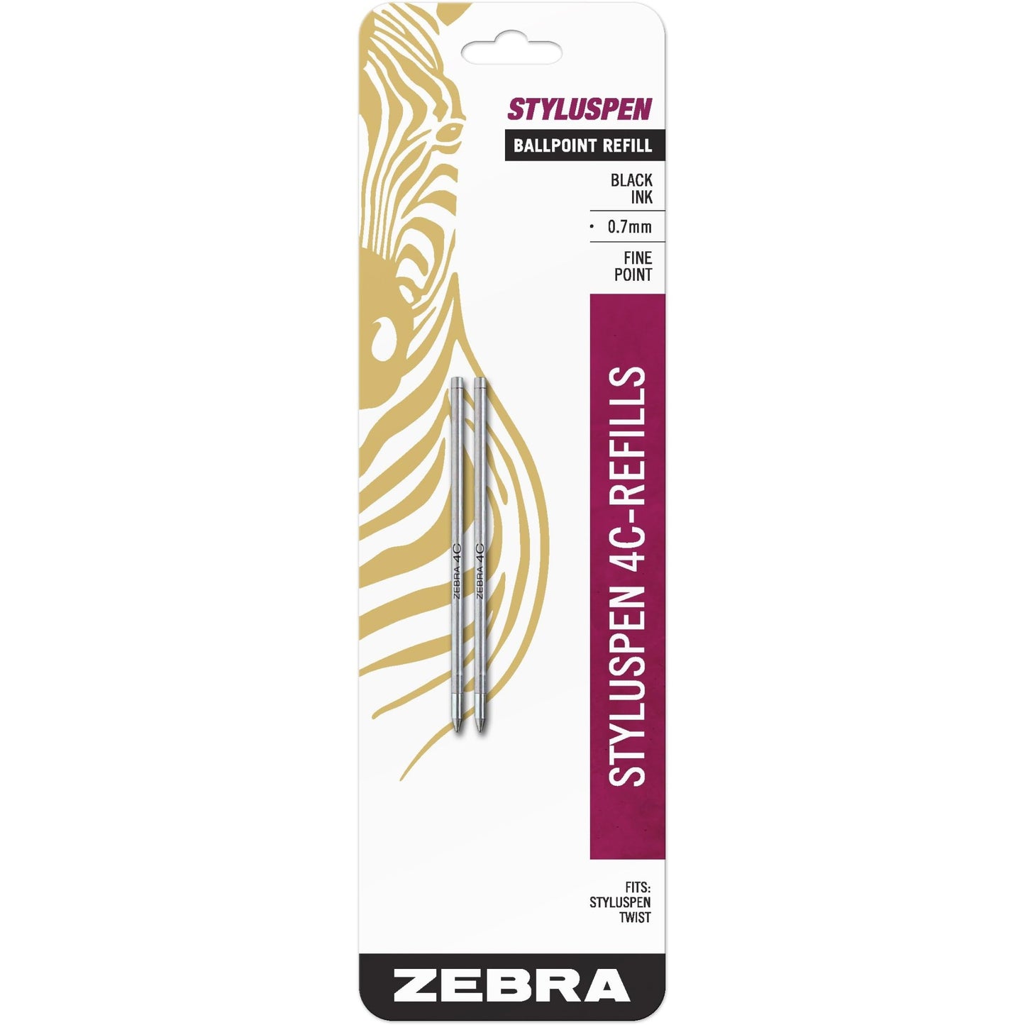 Zebra 85612 4-C Refill 0.7mm Black 2pk