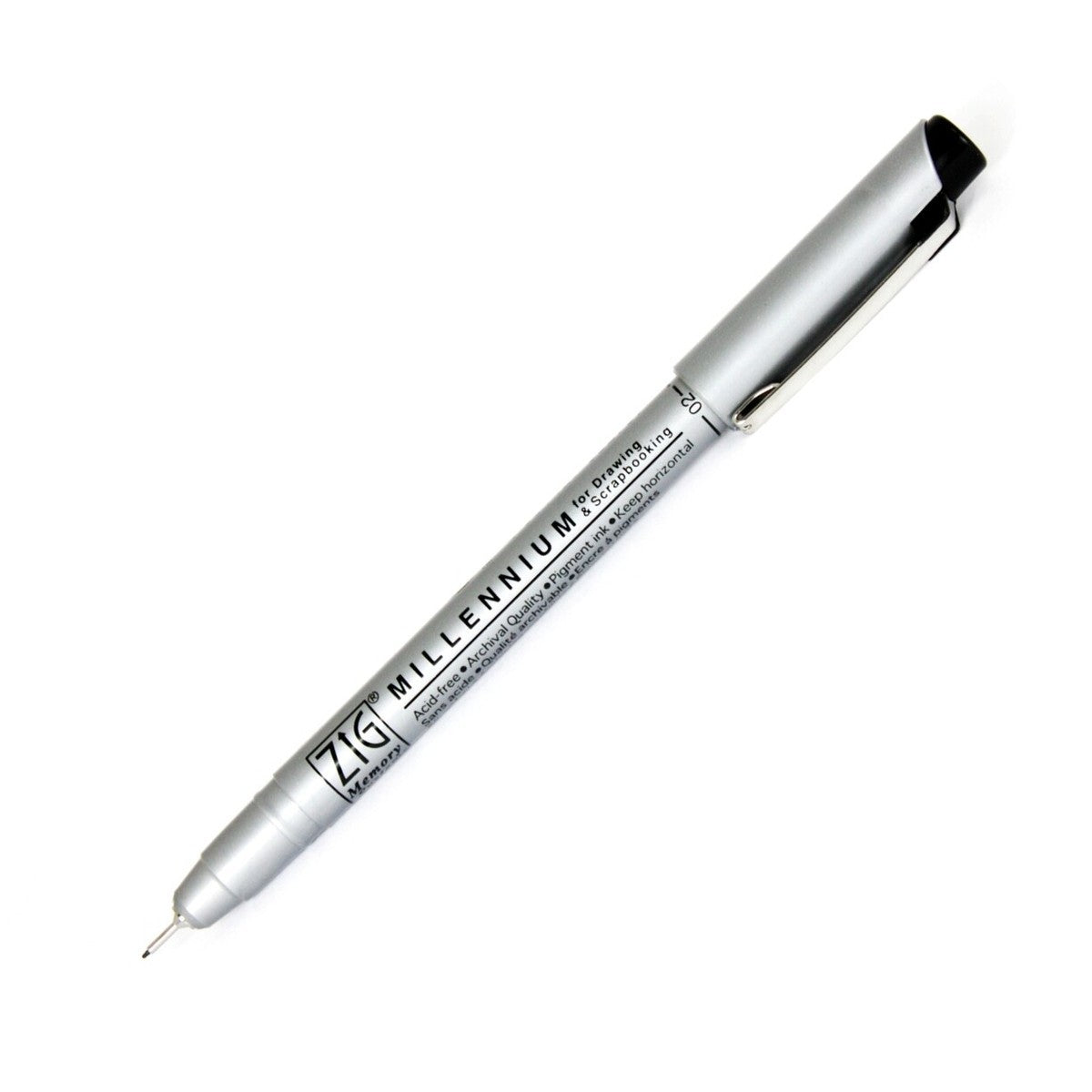 Zig Millennium 02 Needle Tip Marker, Black