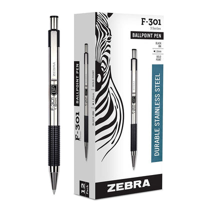 Zebra 27310 F-301 Bold Retractable Ballpoint 1.6mm Black