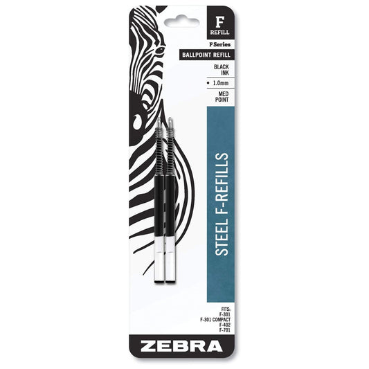 Zebra 85412 F-Refill 1.0mm Black 2pk