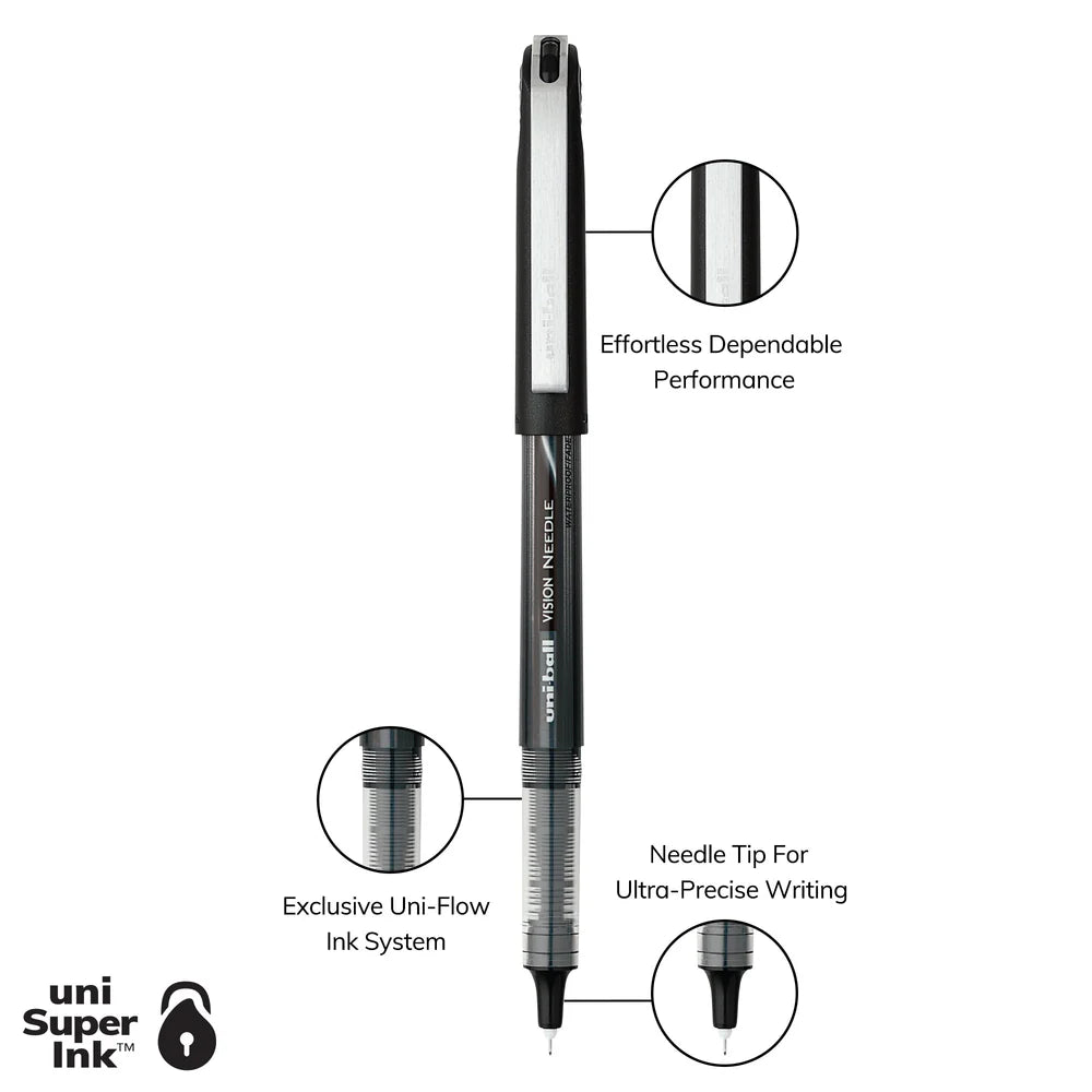 Uni Ball 1734918 Vision Needle Micro Black Roller Ball Pen