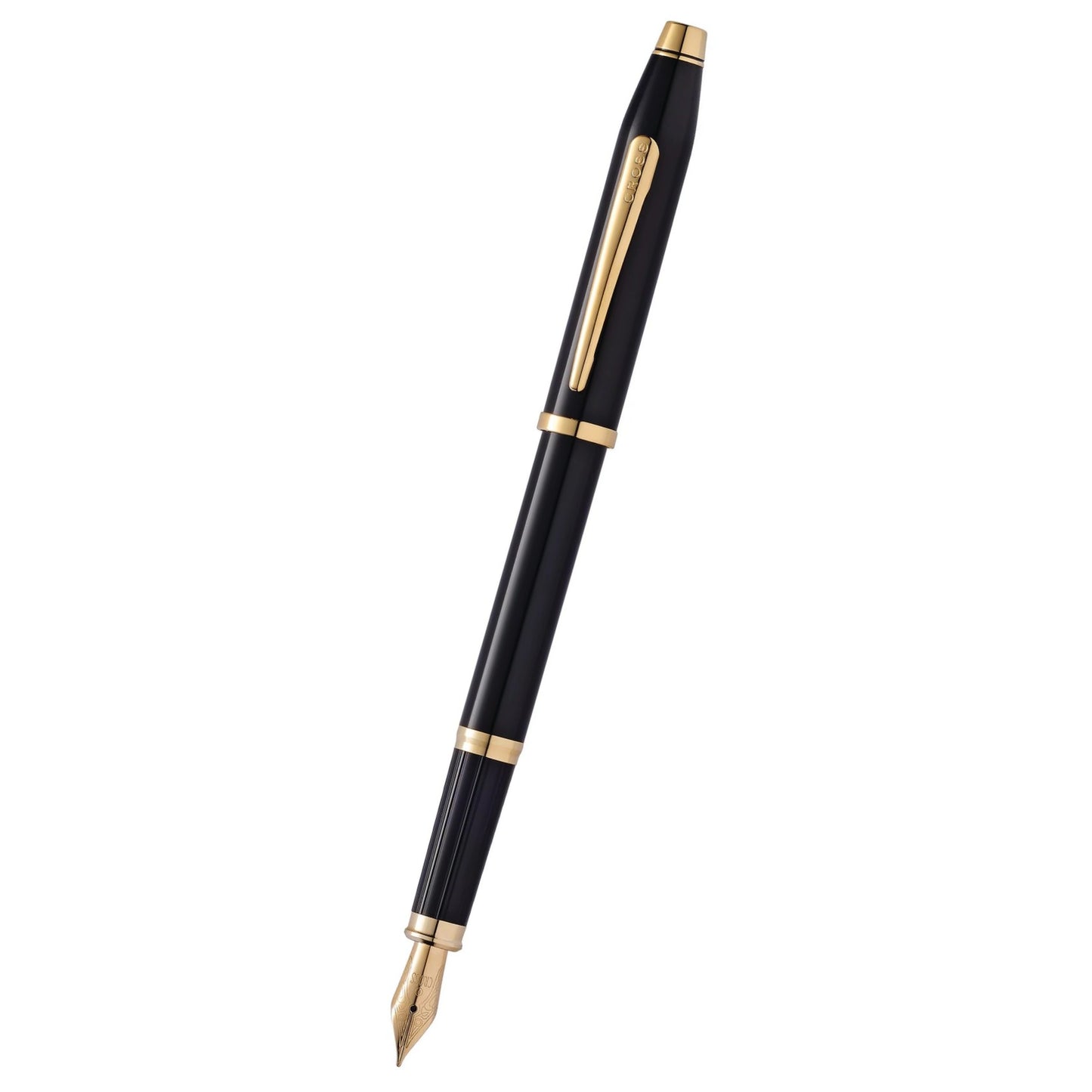 Cross Century® II Black Lacquer with 23KT Gold-Plated Appointments and 23KT Gold-Plated Medium Nib Fountain Pen