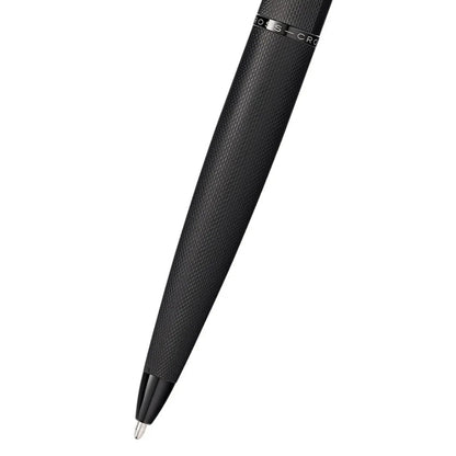 Cross ATX® Brushed Black with Machine-Turned, Diamond-Pattern Engraving with Polished Black PVD Appointments Ballpoint Pen