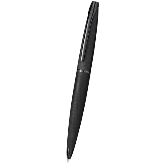 Cross ATX® Brushed Black with Machine-Turned, Diamond-Pattern Engraving with Polished Black PVD Appointments Ballpoint Pen