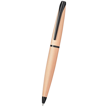 Cross ATX® Brushed Rose Gold with Machine-Turned, Diamond-Pattern Engraving with Polished Black PVD Appointments Ballpoint Pen
