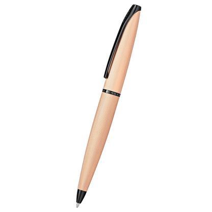 Cross ATX® Brushed Rose Gold with Machine-Turned, Diamond-Pattern Engraving with Polished Black PVD Appointments Ballpoint Pen