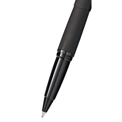 Cross ATX® Brushed Black with Machine-Turned, Diamond-Pattern Engraving with Polished Black PVD Appointments Selectip Rollerball Pen