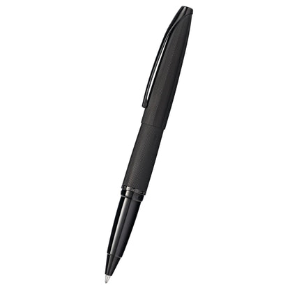 Cross ATX® Brushed Black with Machine-Turned, Diamond-Pattern Engraving with Polished Black PVD Appointments Selectip Rollerball Pen